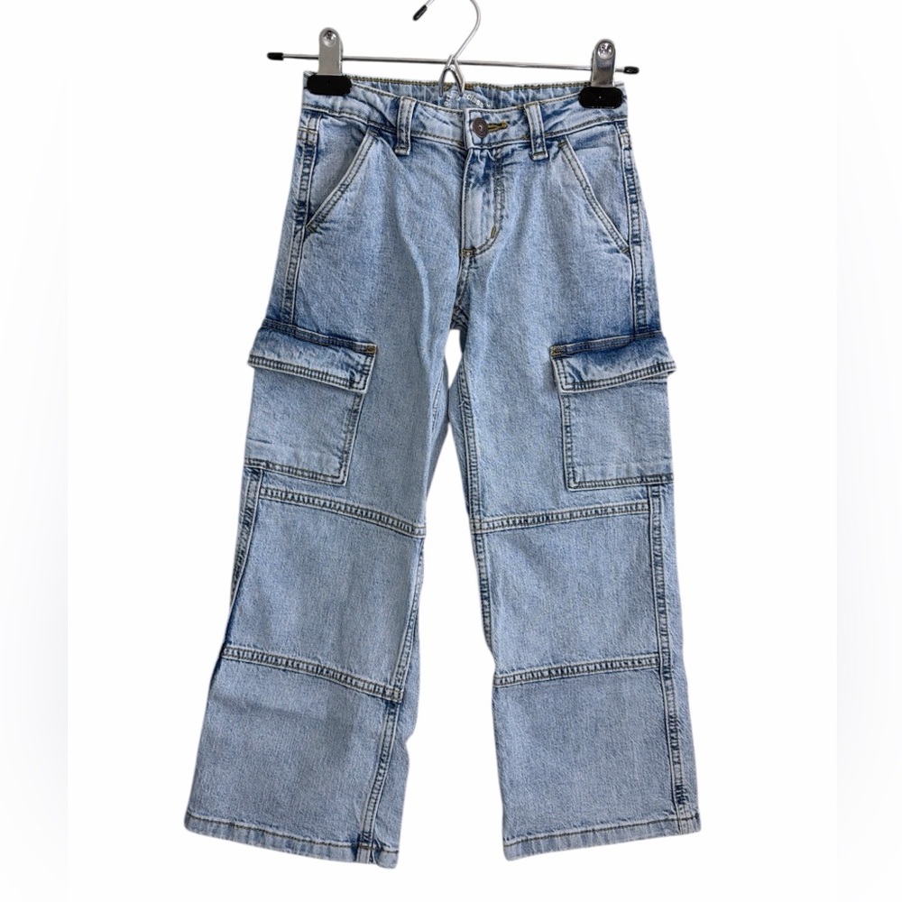 Art Class Girls Cargo Mid Rise Straight Leg Fit Light Blue Jeans Size 6